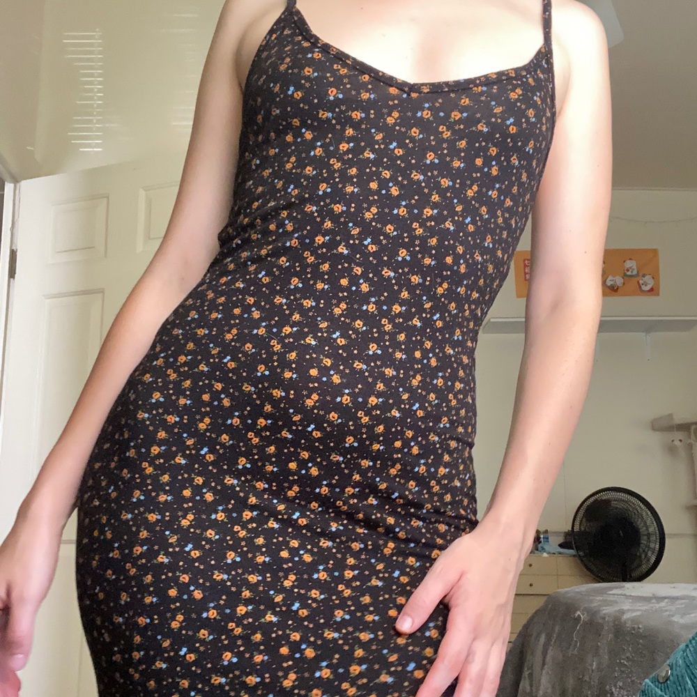 Black Dress with Floral Pattern from Nastygal